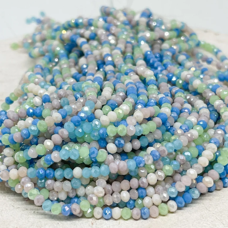 Glasschliffperlen 3mm Blau/Grün/Beige