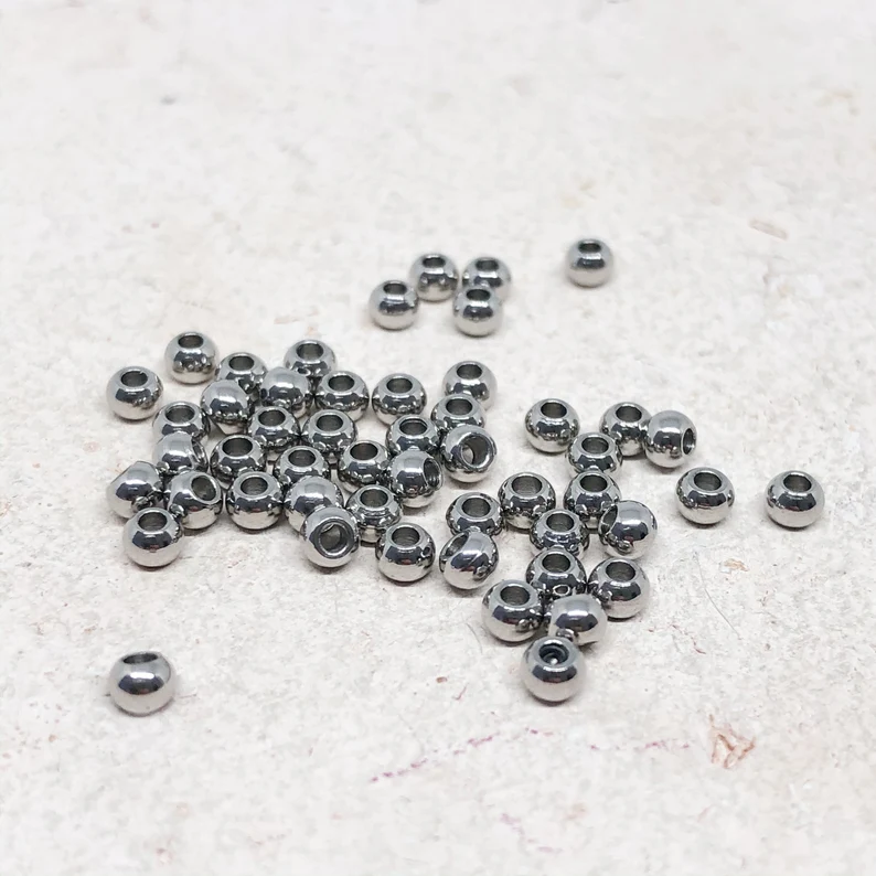 Edelstahlperlen Spacerperlen 2mm, 3mm, 4mm, 5mm, 6mm 50 St