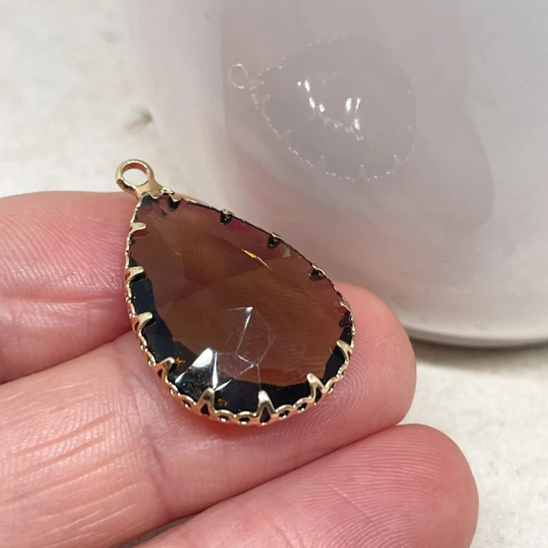 Anhänger Glas Tropfen Rauchquarzfarbene - Grau/Braun