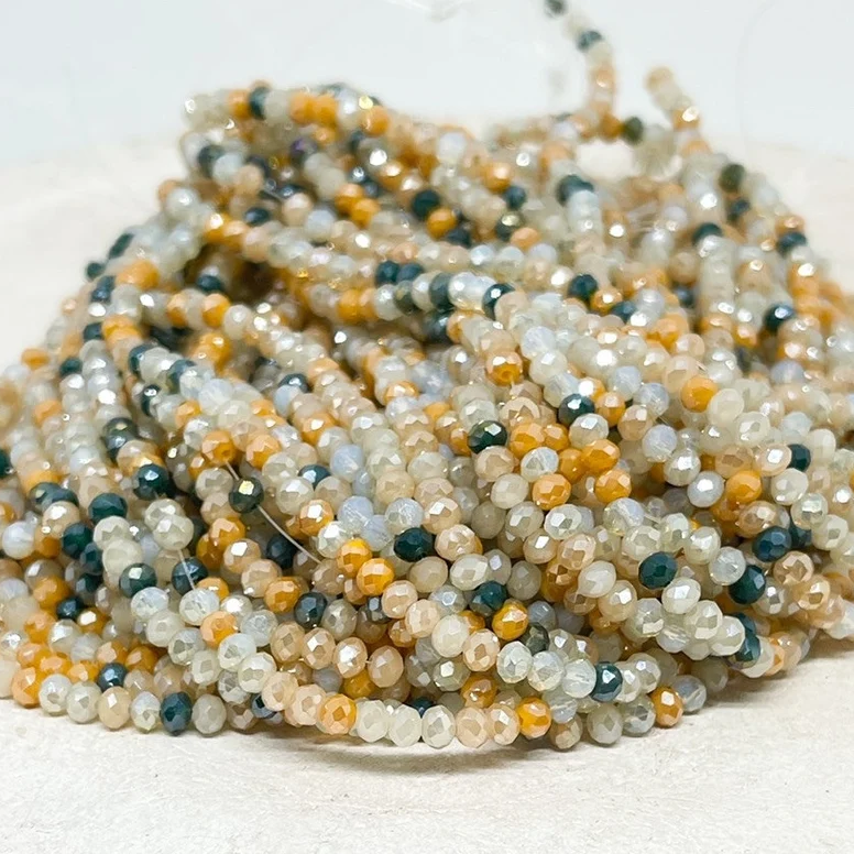 Glasschliffperlen 3mm Weiß/Beige gemischt