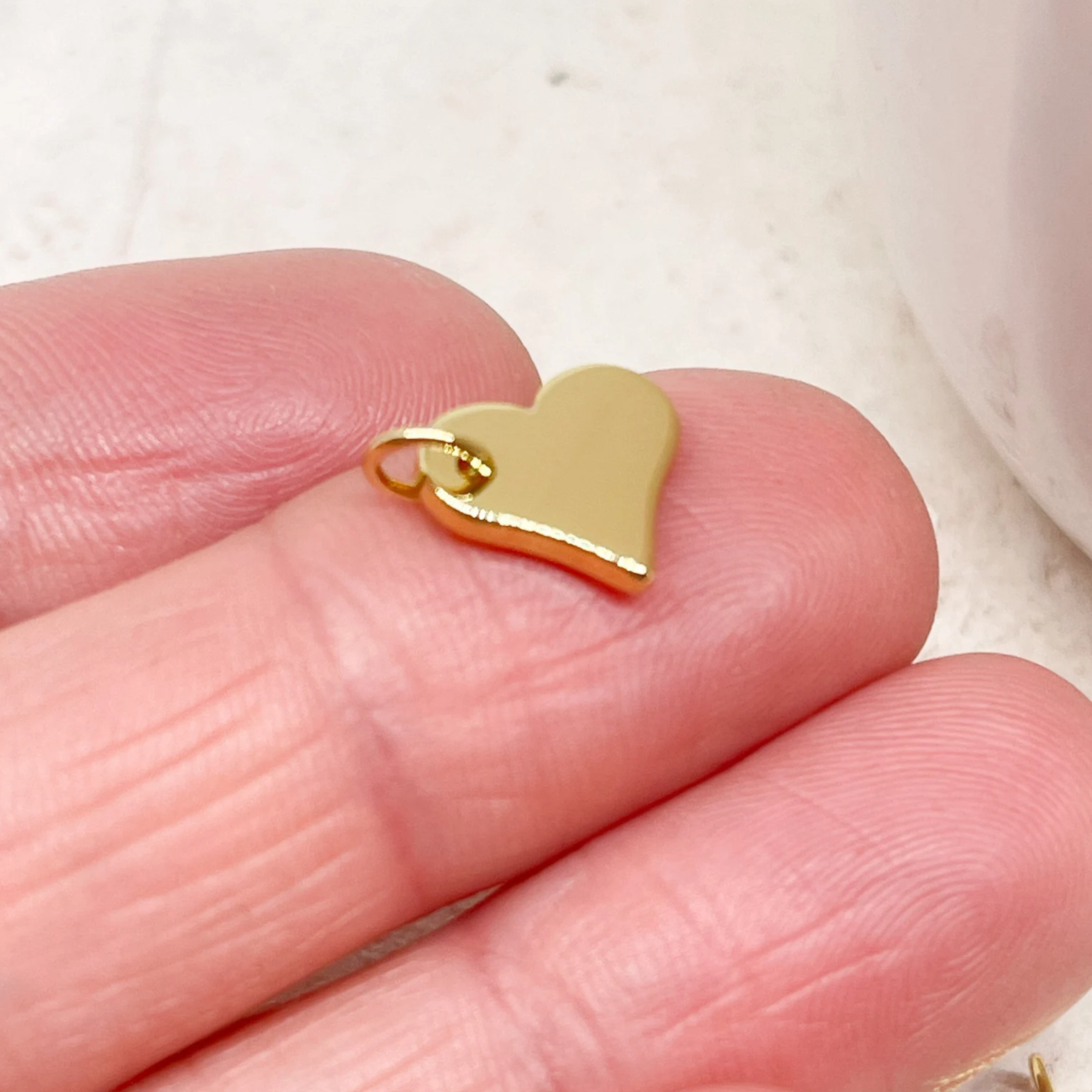 Anhänger Herz aus Messing 3 St. Charm Herz 18K vergoldet