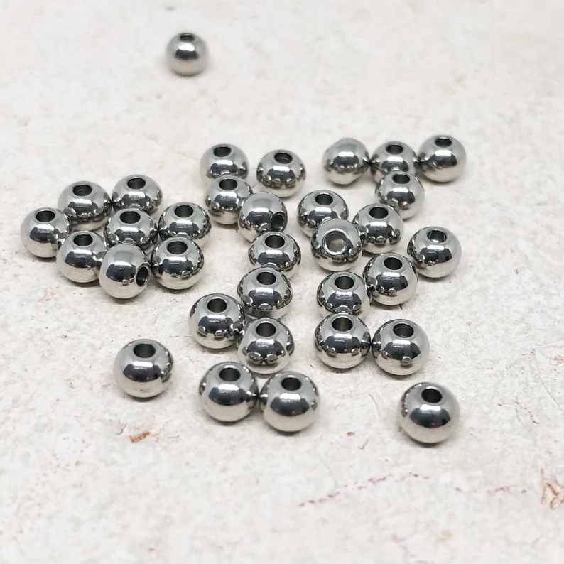 Edelstahlperlen Spacerperlen 2mm, 3mm, 4mm, 5mm, 6mm 50 St