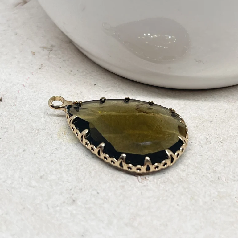 Anhänger Glas Tropfen Rauchquarzfarbene - Grau/Braun