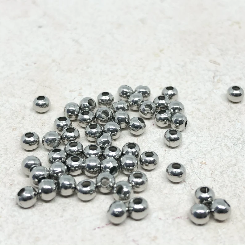 Edelstahlperlen Spacerperlen 2mm, 3mm, 4mm, 5mm, 6mm 50 St