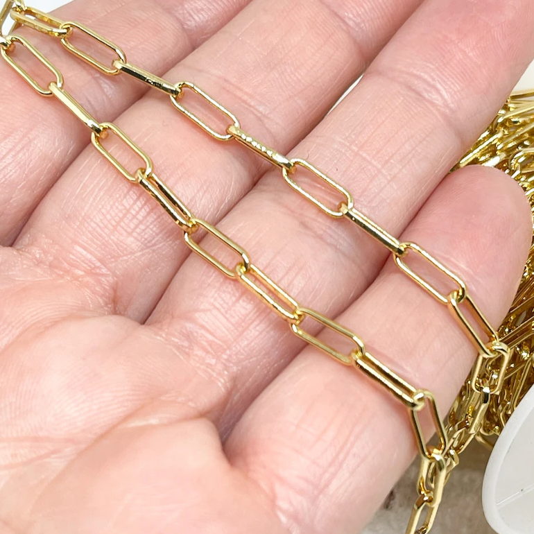 Büroklammerkette 10mm x 3,6mm x 1mm aus Messing 18K vergoldet