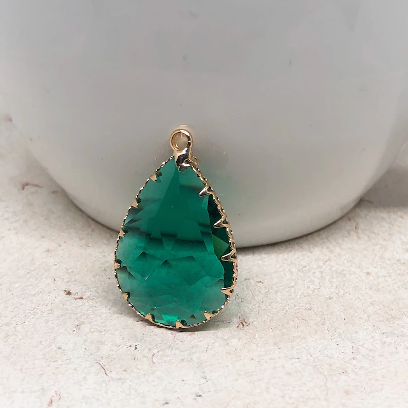 Anhänger Glas Tropfen - Grün