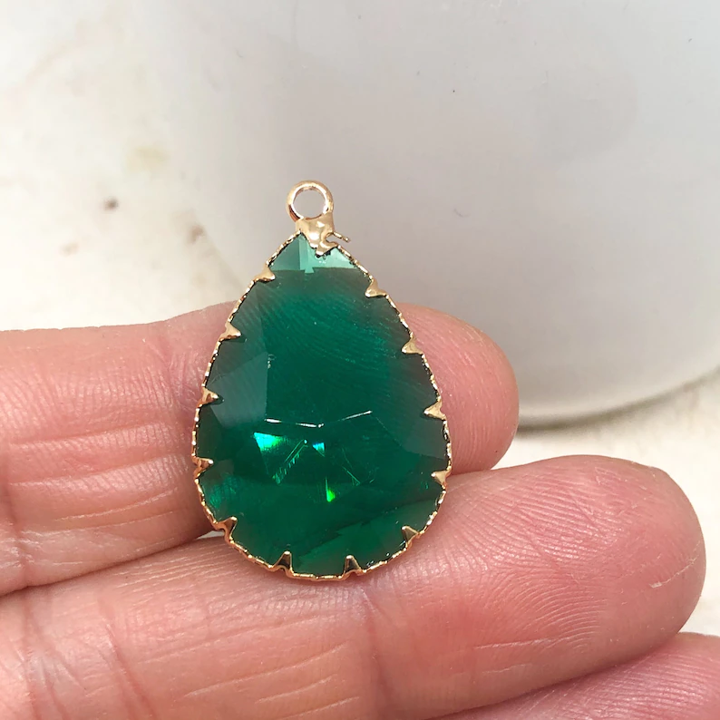 Anhänger Glas Tropfen - Grün