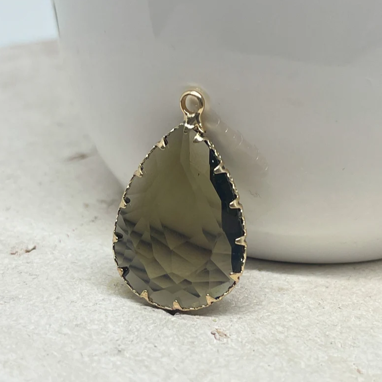Anhänger Glas Tropfen Rauchquarzfarbene - Grau/Braun