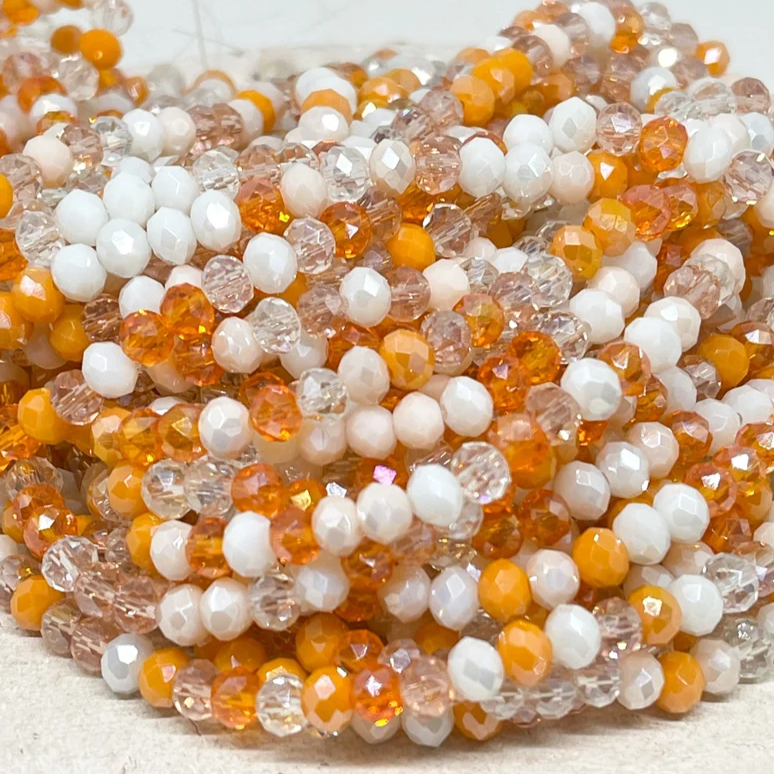 Kristallperlen 6mm Orange/Weiß/Beige