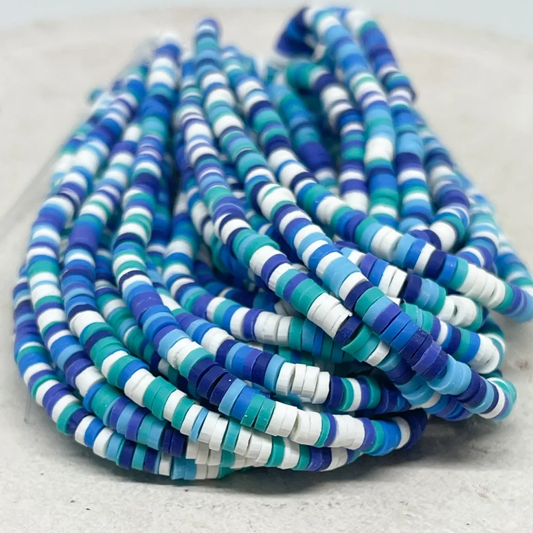 Heishi Perlen Polymer Clay Perlen Blau Bunt 4mm