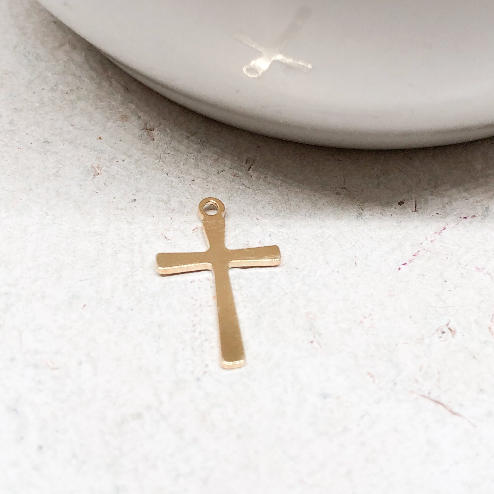 Kreuz Anhänger aus Edelstahl 5 St. vergoldet