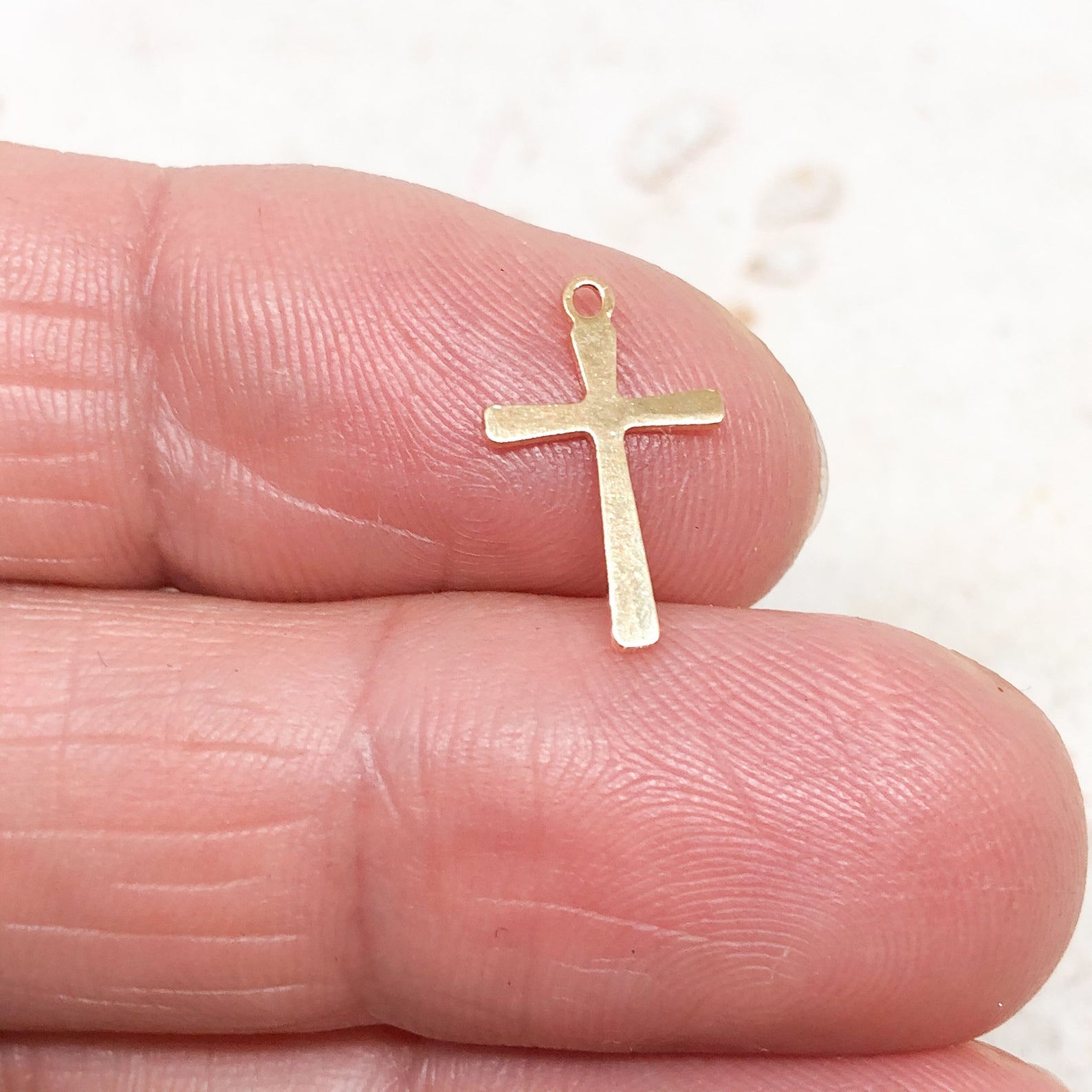 Kreuz Anhänger aus Edelstahl 5 St. vergoldet