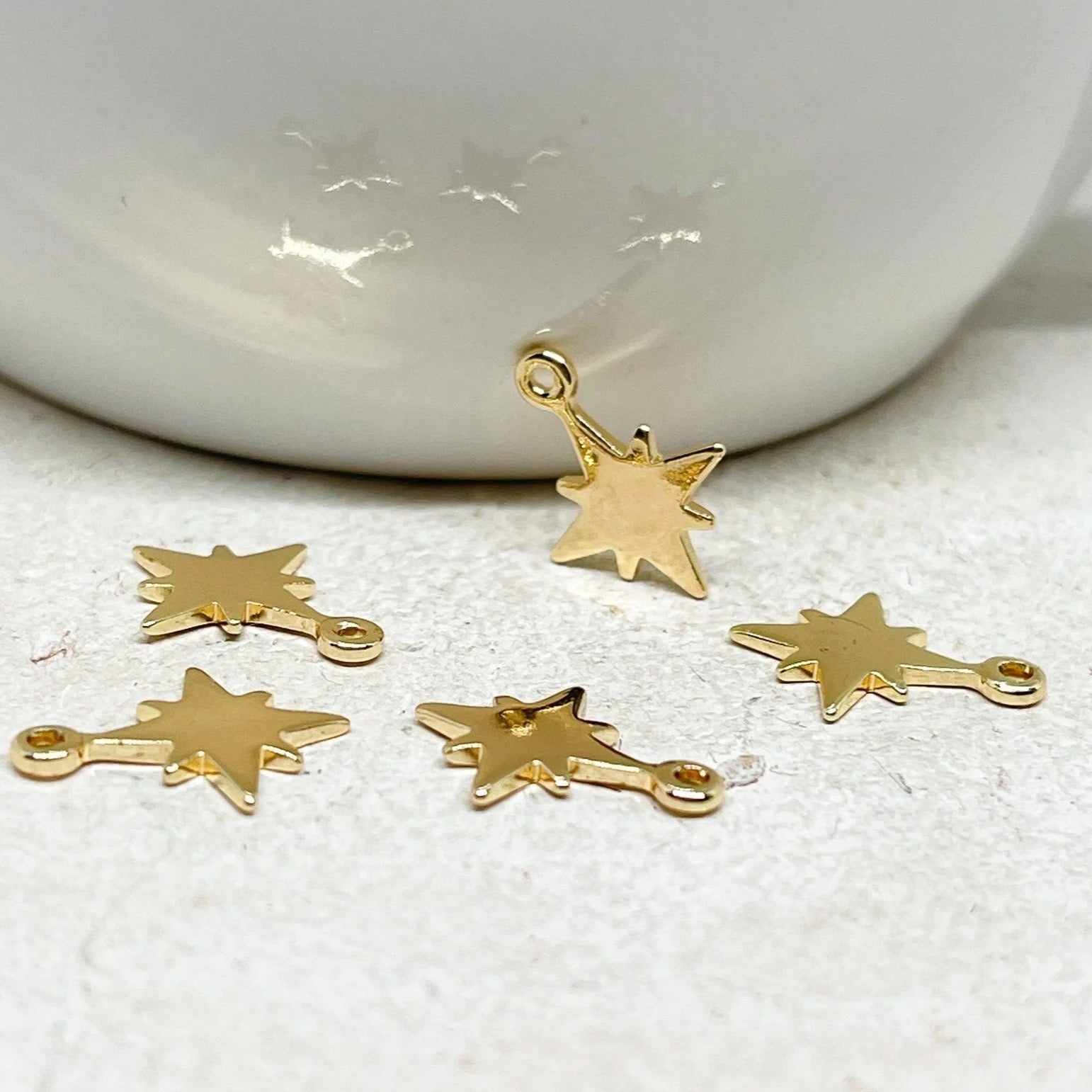 Metallsterne Anhänger 18 K Vergoldet 5 St.