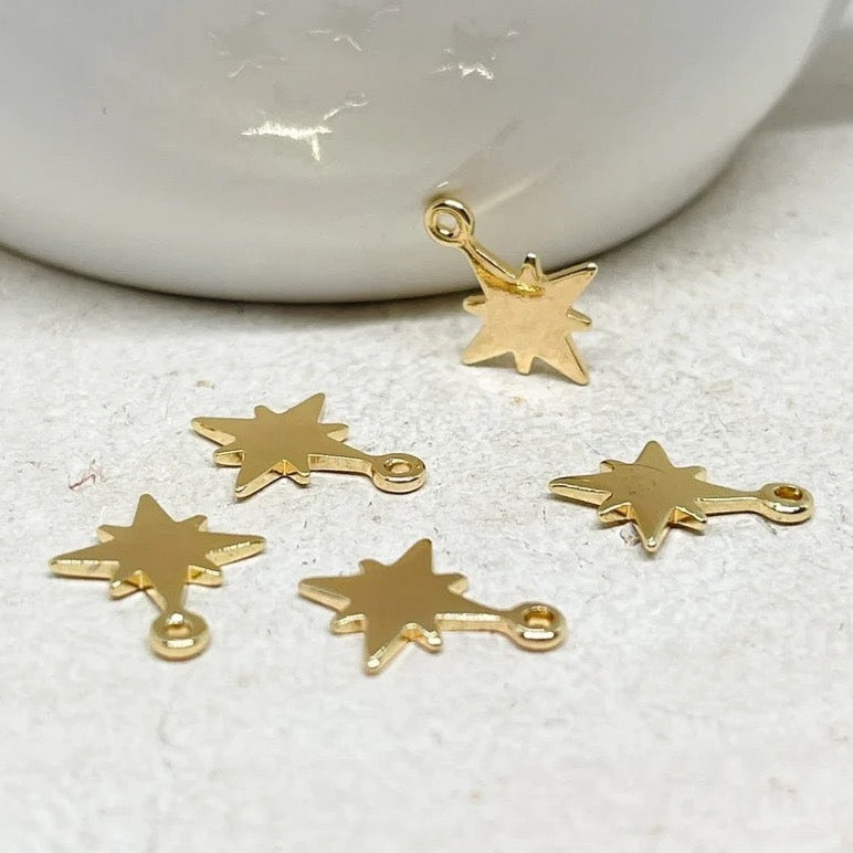 Metallsterne Anhänger 18 K Vergoldet 5 St.