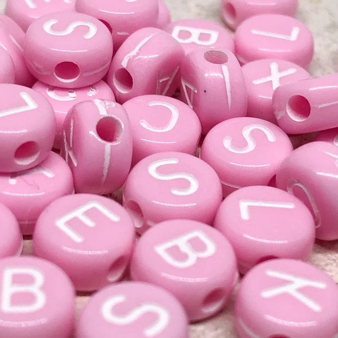 Buchstaben 7mm Alphabetperlen 100 St. - Rosa