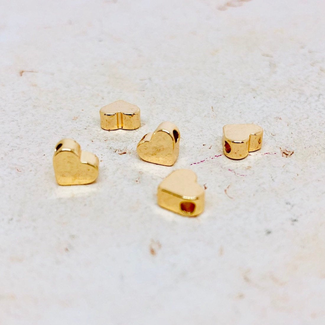 Herzen aus Messing 5 St. vergoldet, Verbinder Herz