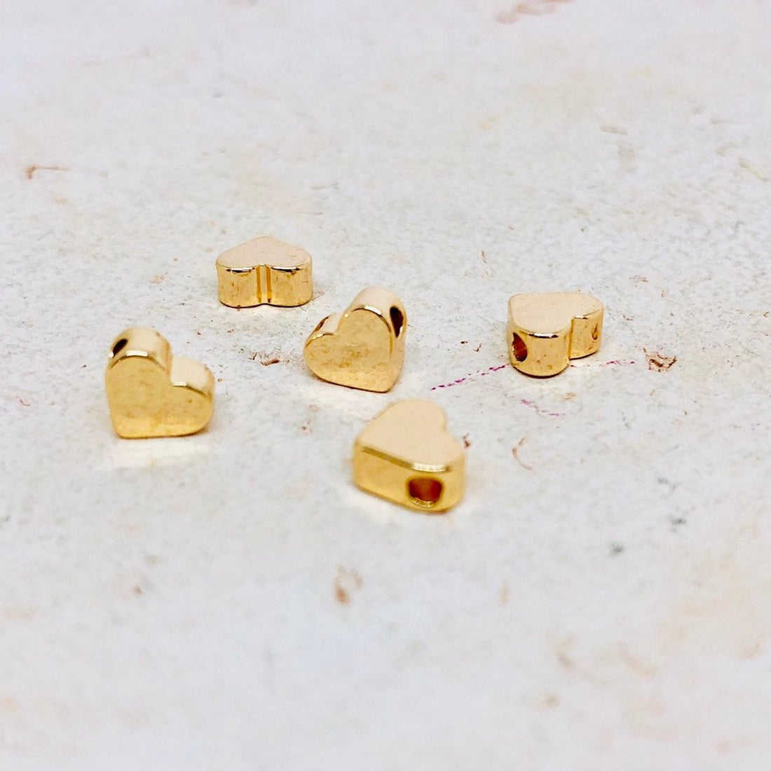 Herzen aus Messing 5 St. vergoldet, Verbinder Herz