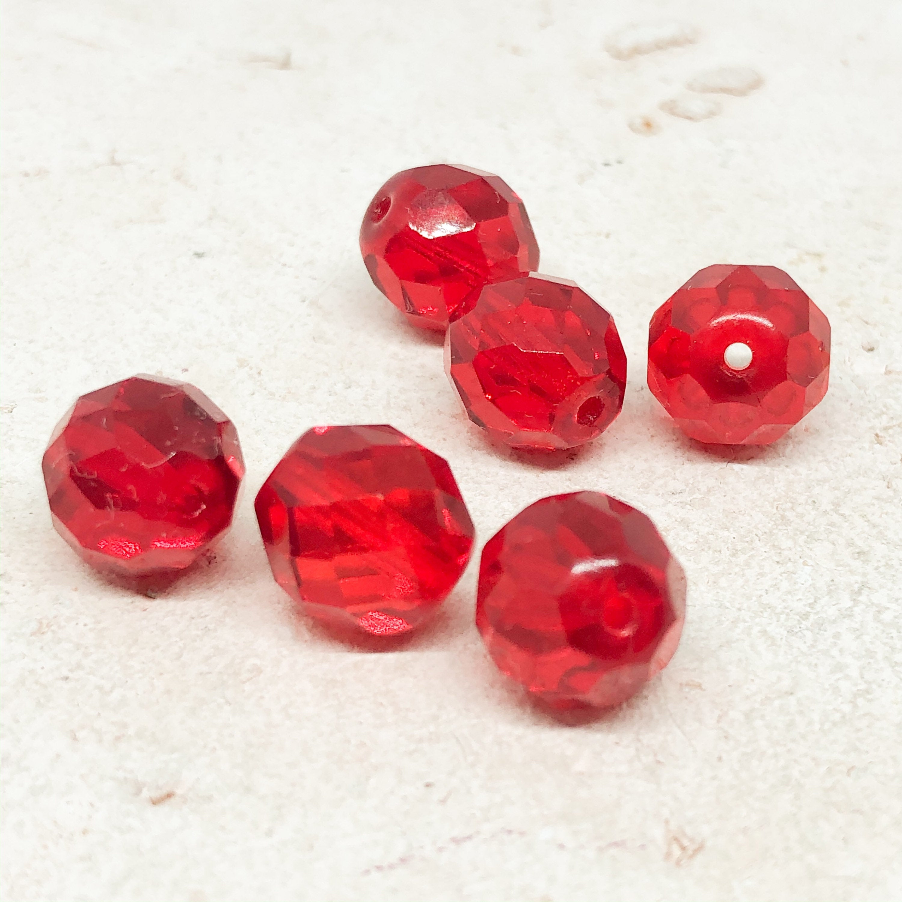 Böhmische Glasschliffperlen 12mm, hellrot