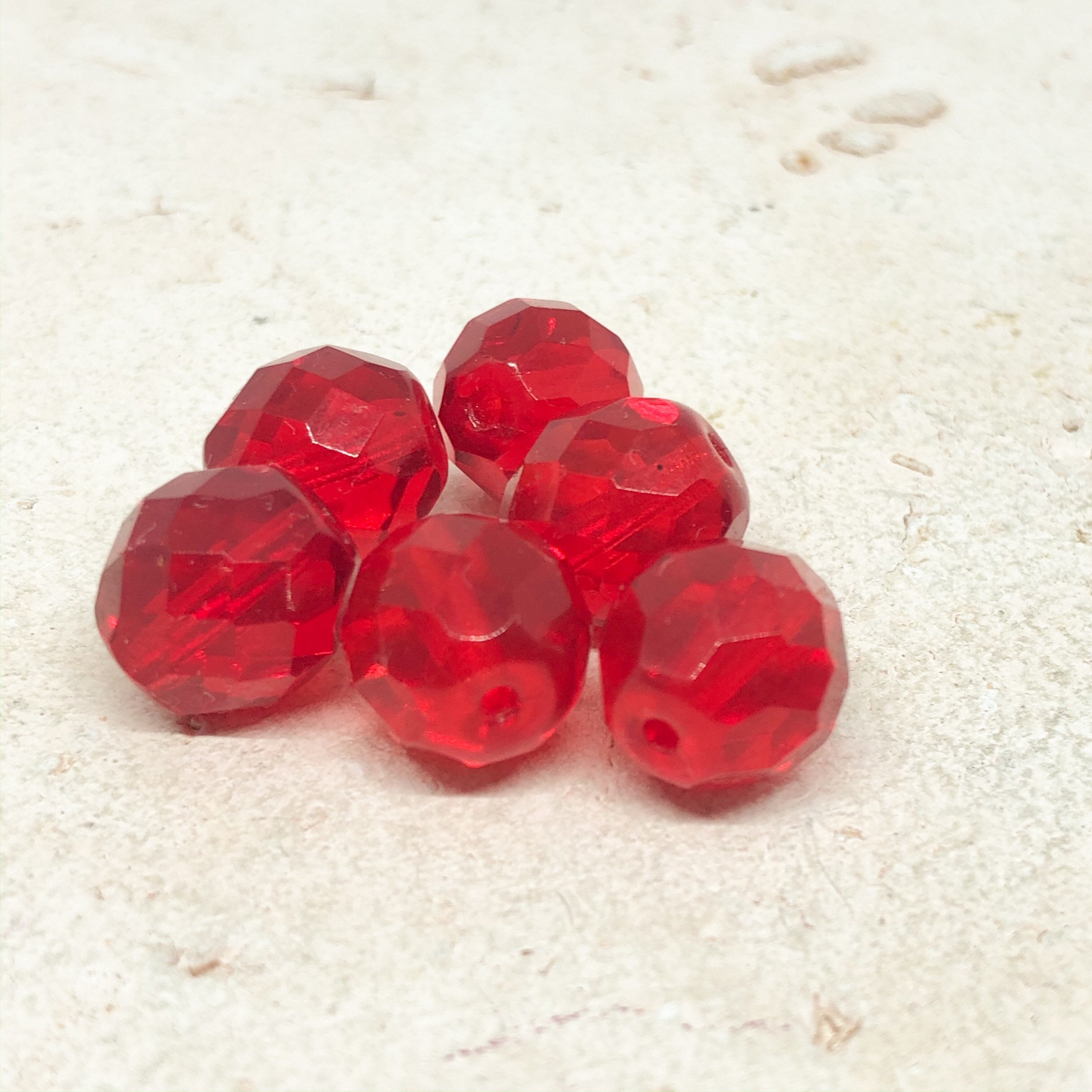 Böhmische Glasschliffperlen 12mm, hellrot