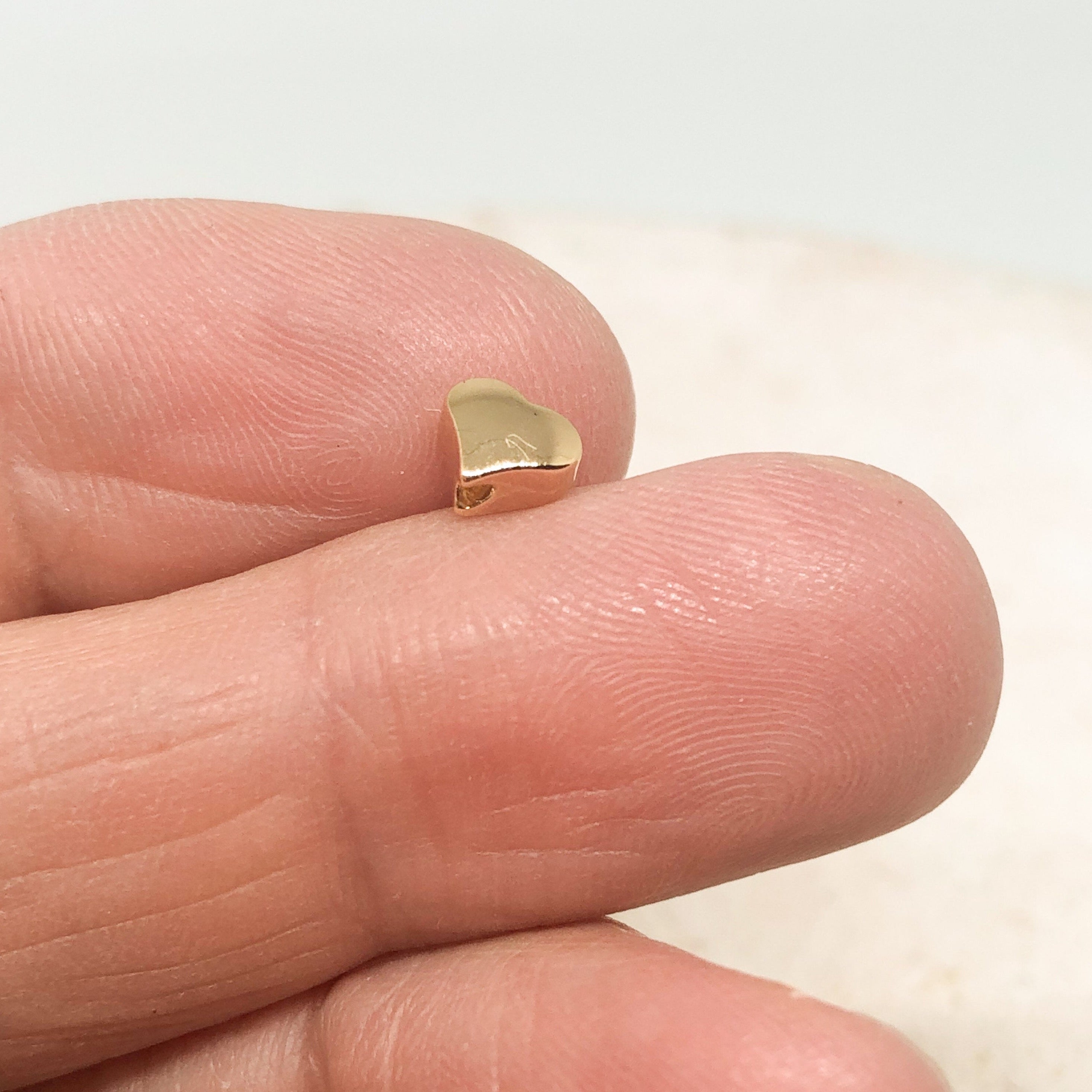 Herz Spacer Messingperlen 10 St. vergoldet