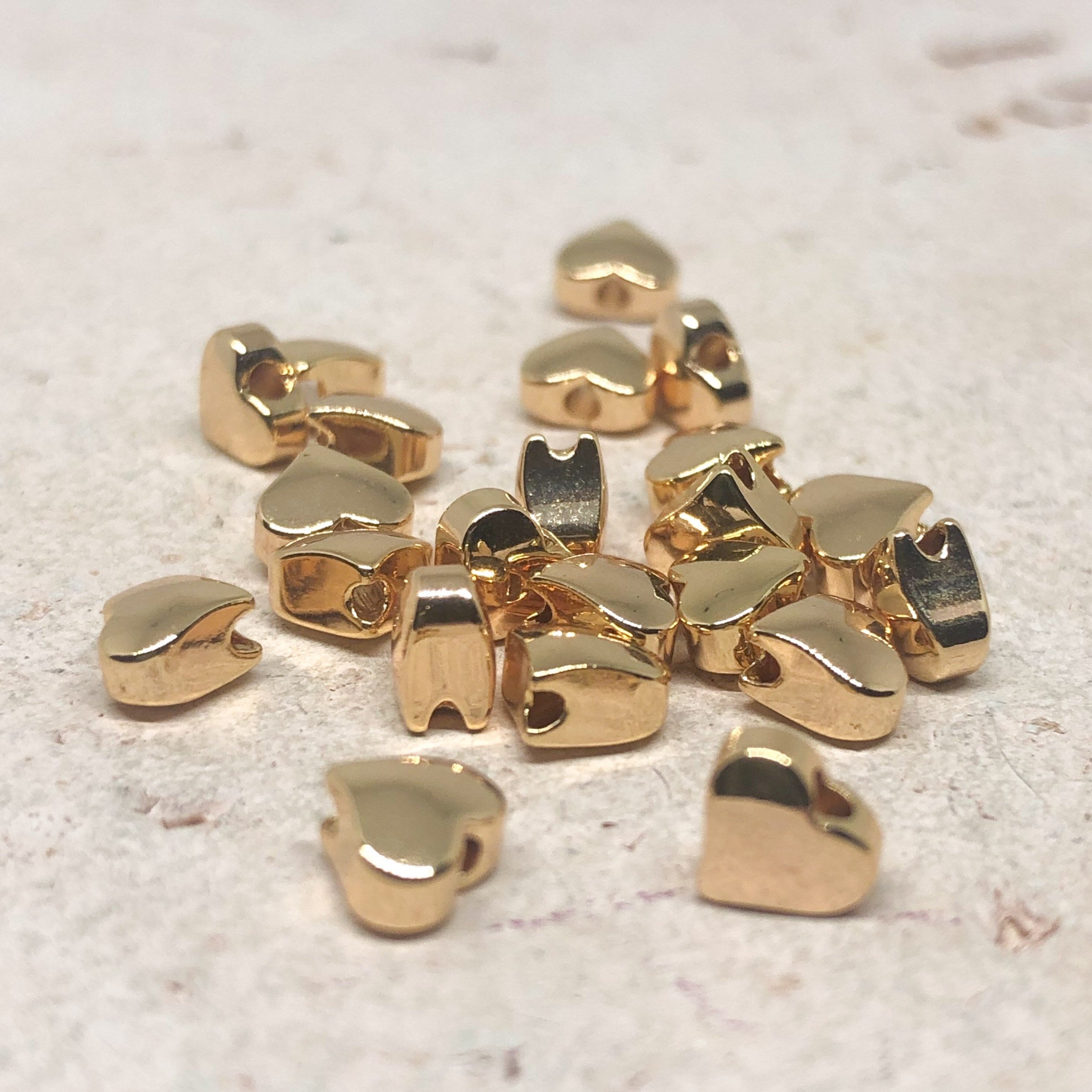 Herz Spacer Messingperlen 10 St. vergoldet