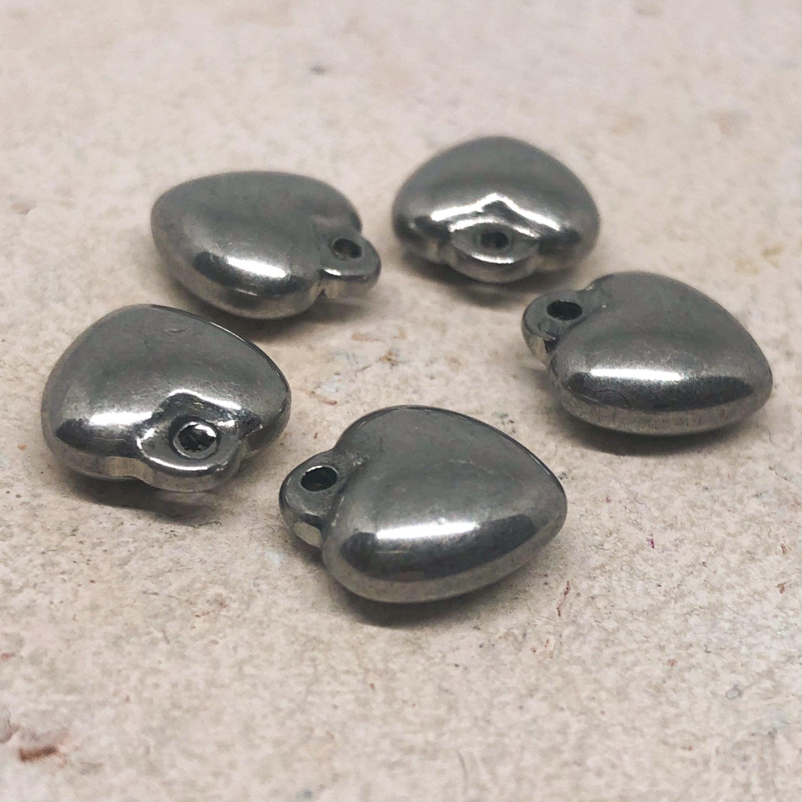 Edelstahl Anhänger Herz 5 St.