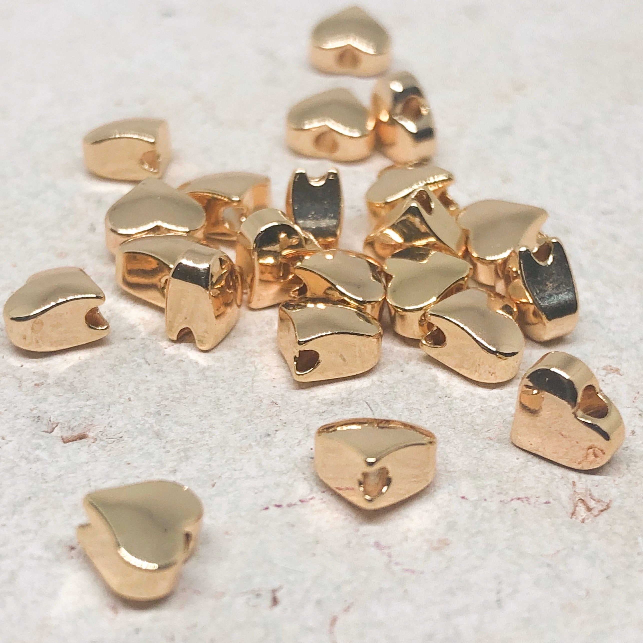 Herz Spacer Messingperlen 10 St. vergoldet