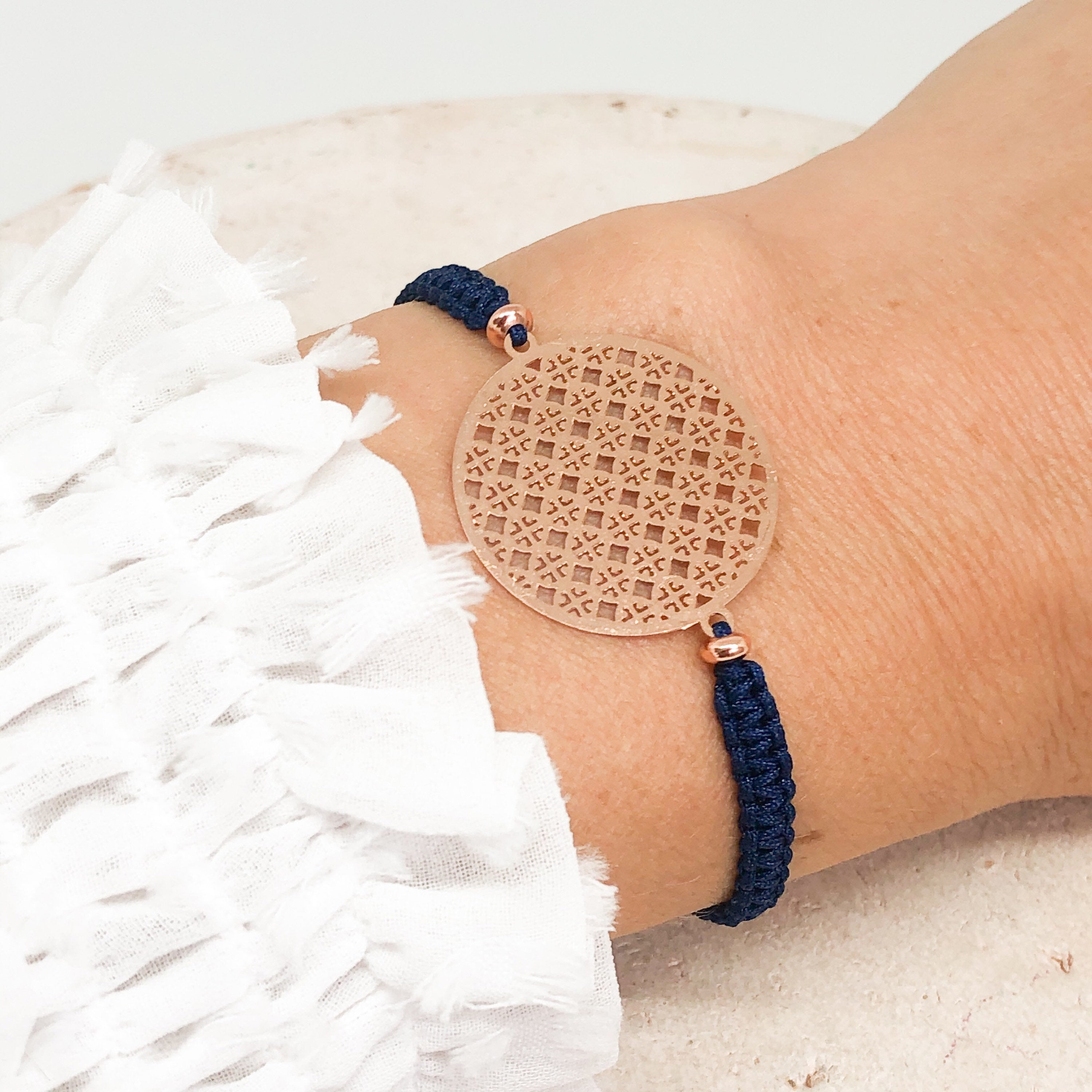 Flechtarmband mit Lebensblume