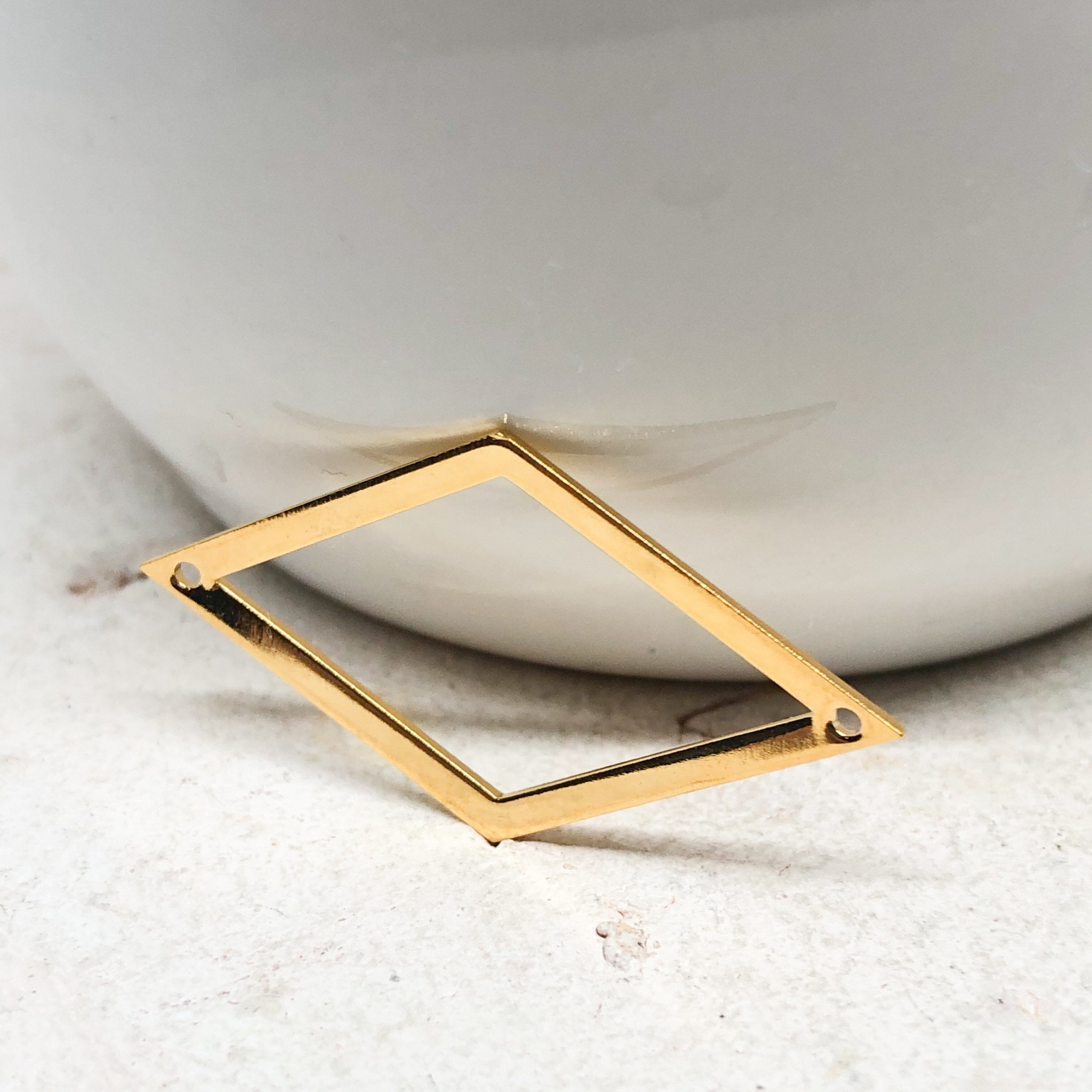 Verbinder aus Edelstahl Raute, Verbinder für Macramee Armbänder