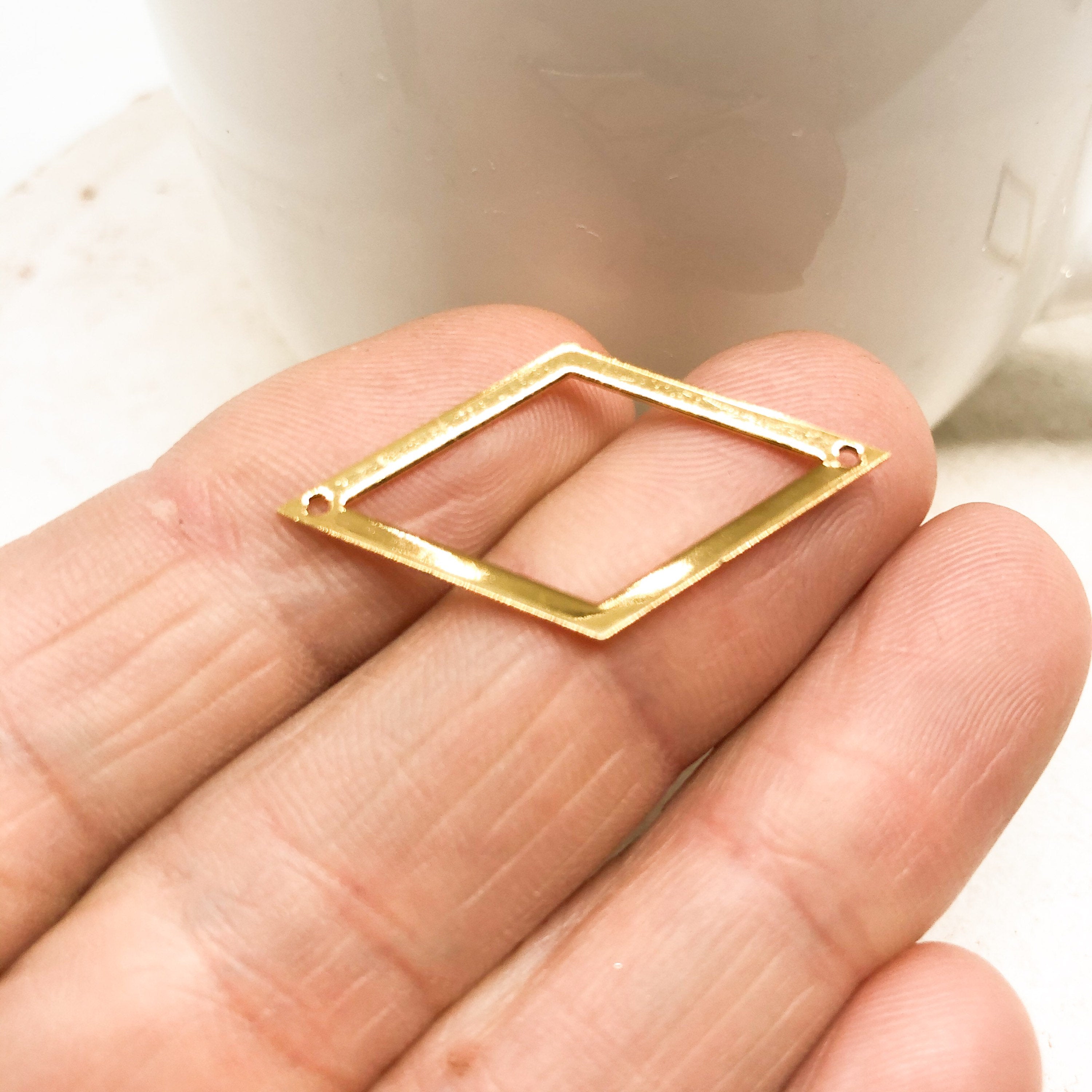 Verbinder aus Edelstahl Raute, Verbinder für Macramee Armbänder