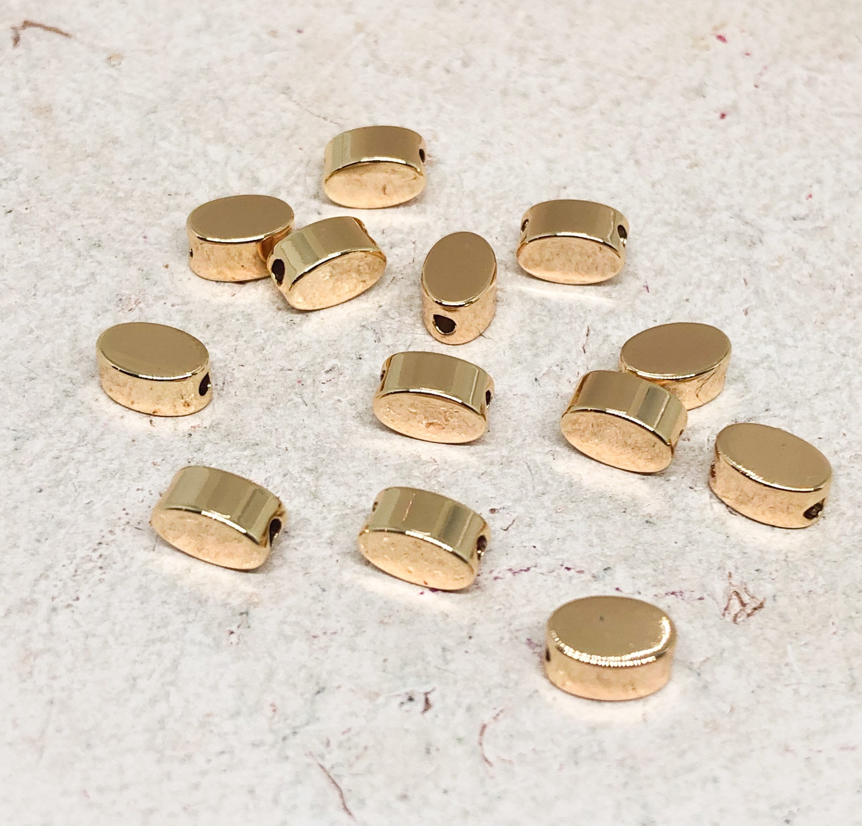 Messing Perlen Oval, vergoldete ovale Perlen 6mm 10 St.