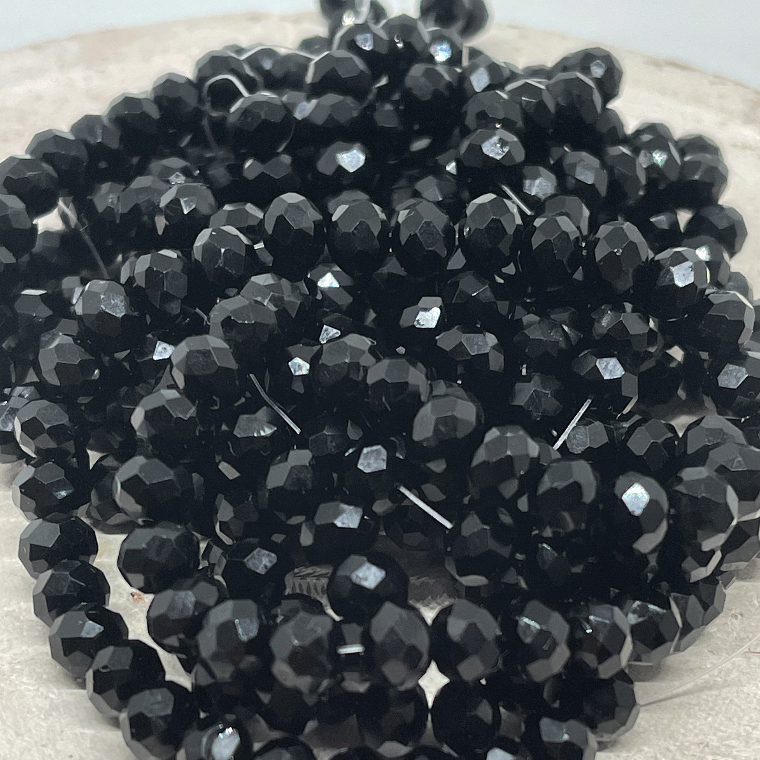 Kristallperlen 8mm 66 St. Glasschliffperlen Schwarz