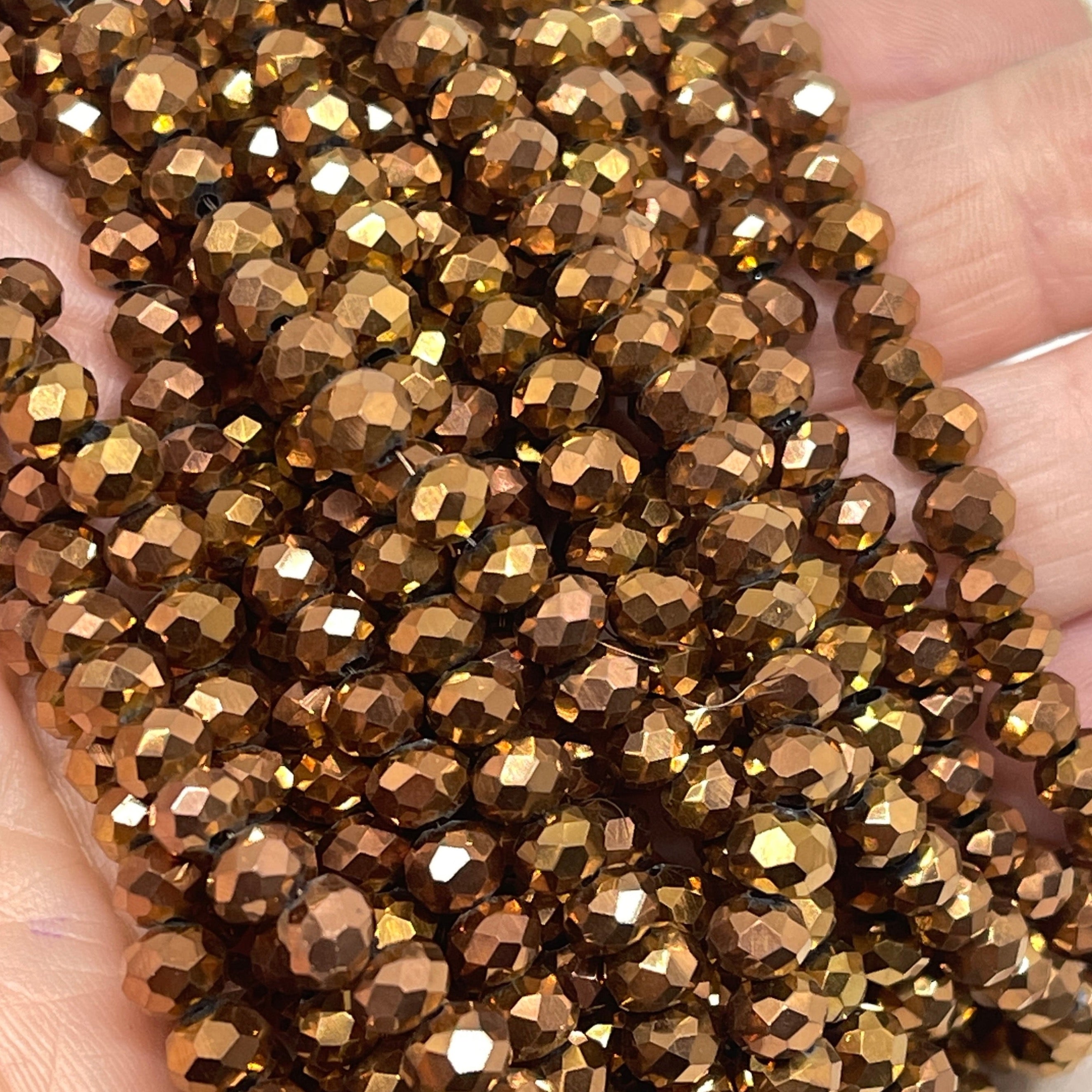 Glasschliffperlen 6mm Kupfer Metallic