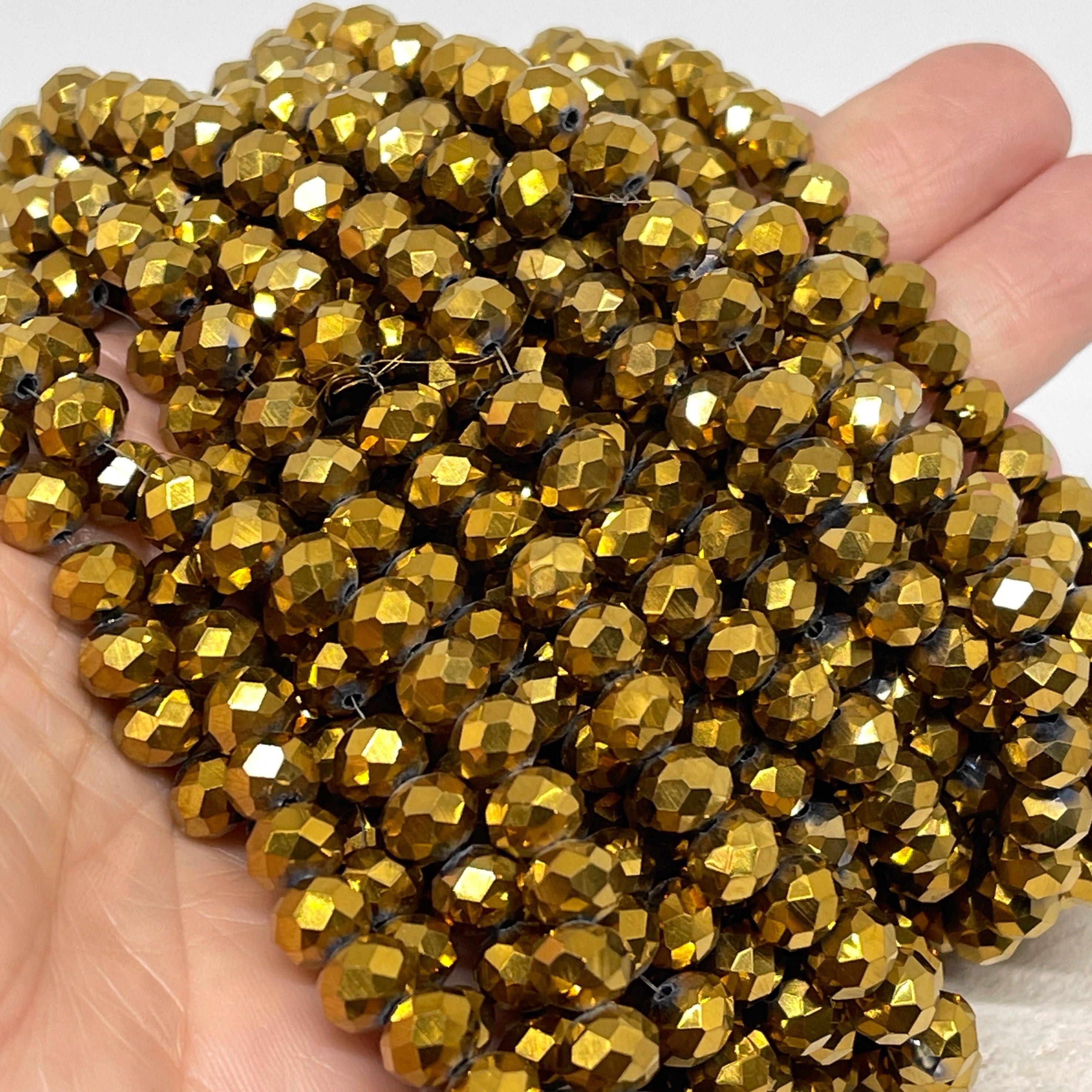 Kristallperlen 8mm Glasschliffperlen 66 St. Gold Metallic