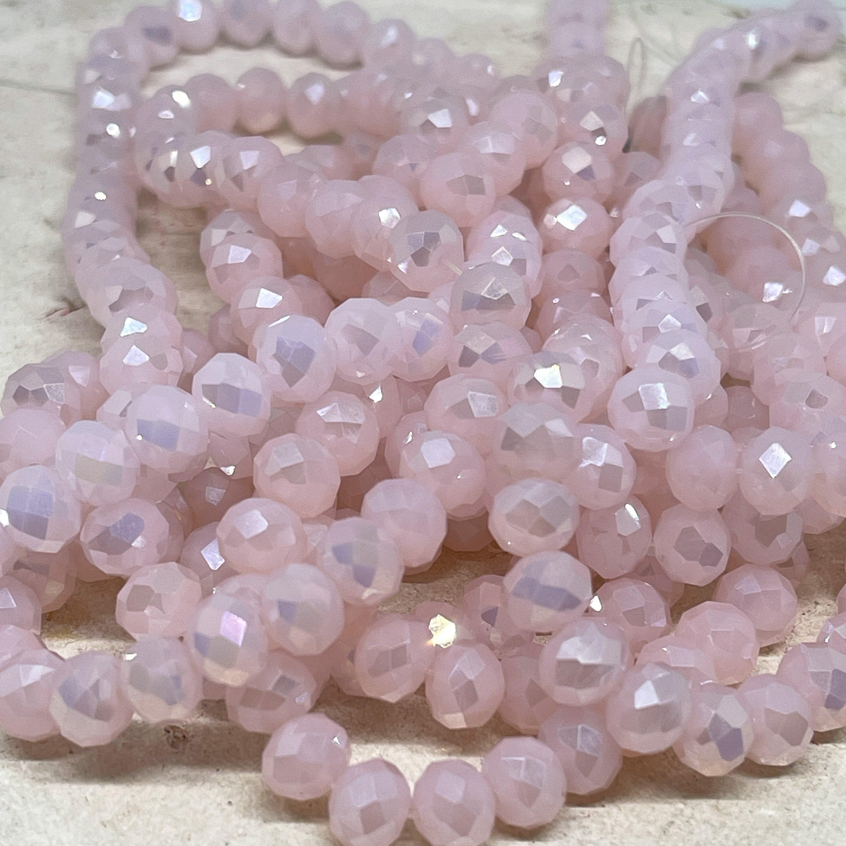 Kristallperlen 8mm Glasschliffperlen 66 St. Rosa Opak Glasperlen