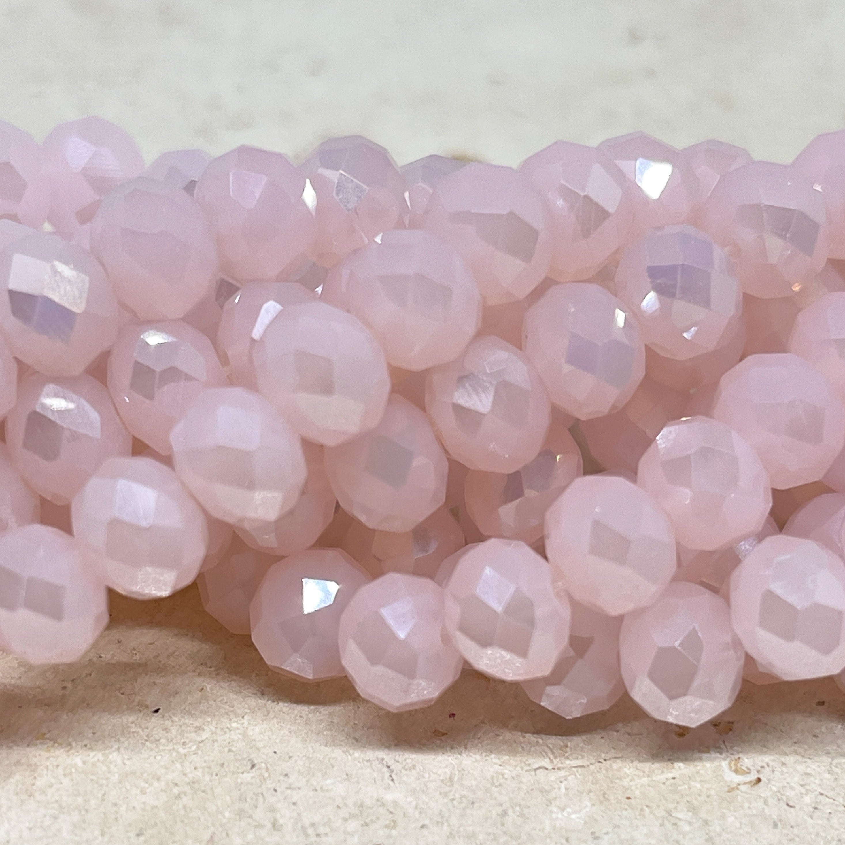 Kristallperlen 8mm Glasschliffperlen 66 St. Rosa Opak Glasperlen