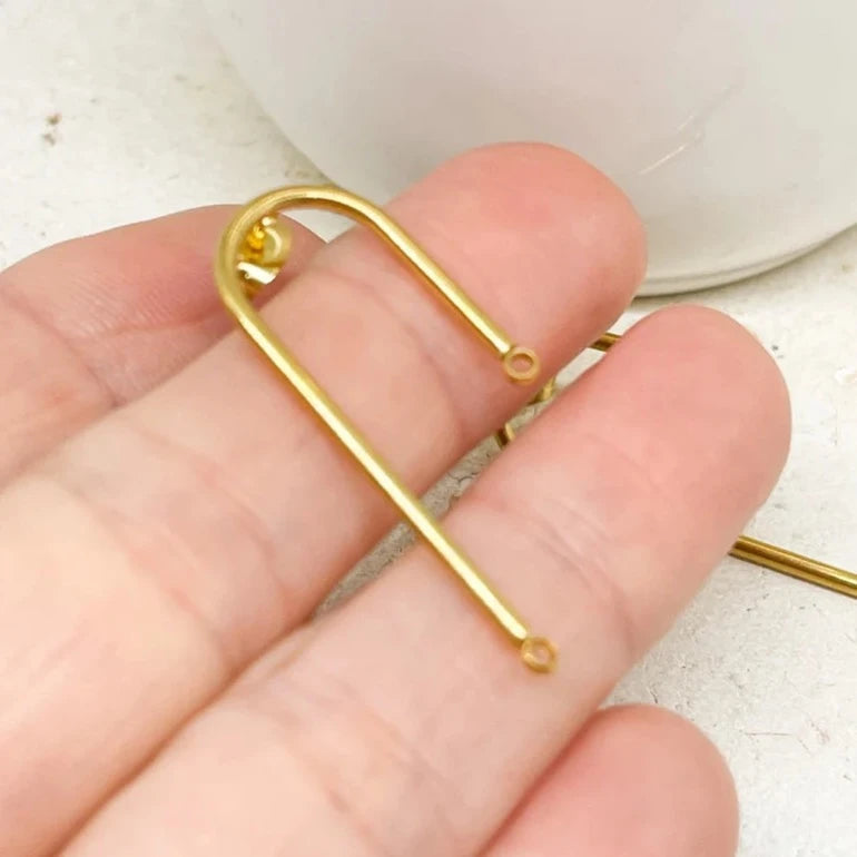 Edelstahl Ohrstecker mit Bogen, 2 Paar Ohrhaken Edelstahl goldfarben