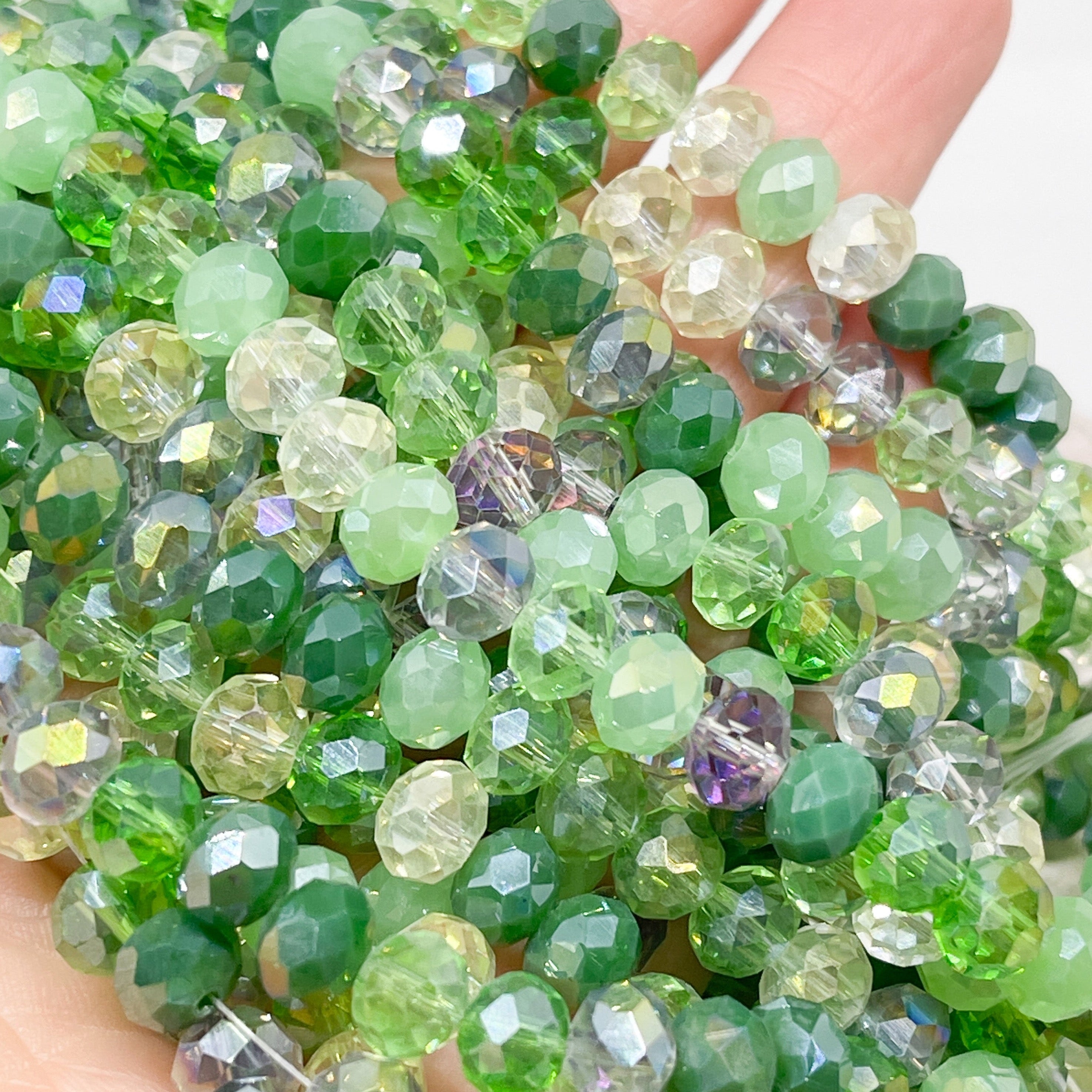 Kristallperlen 8mm 66 St. Glasschliffperlen Grün gemischt