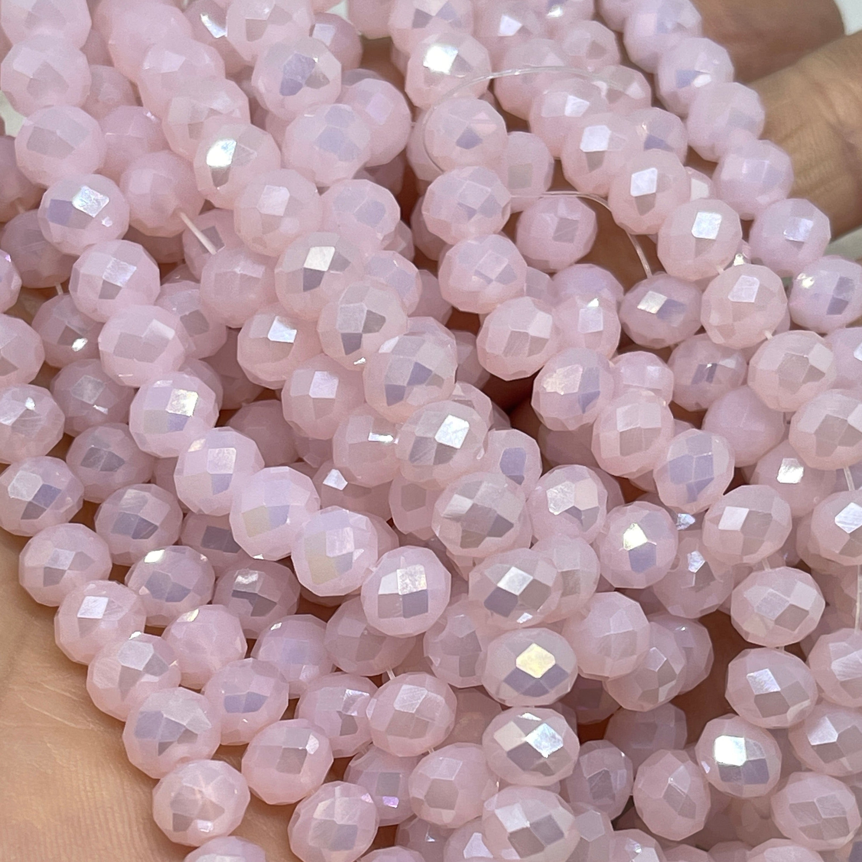 Kristallperlen 6mm in RosaKristallperlen 8mm Glasschliffperlen 66 St. Rosa Opak Glasperlen