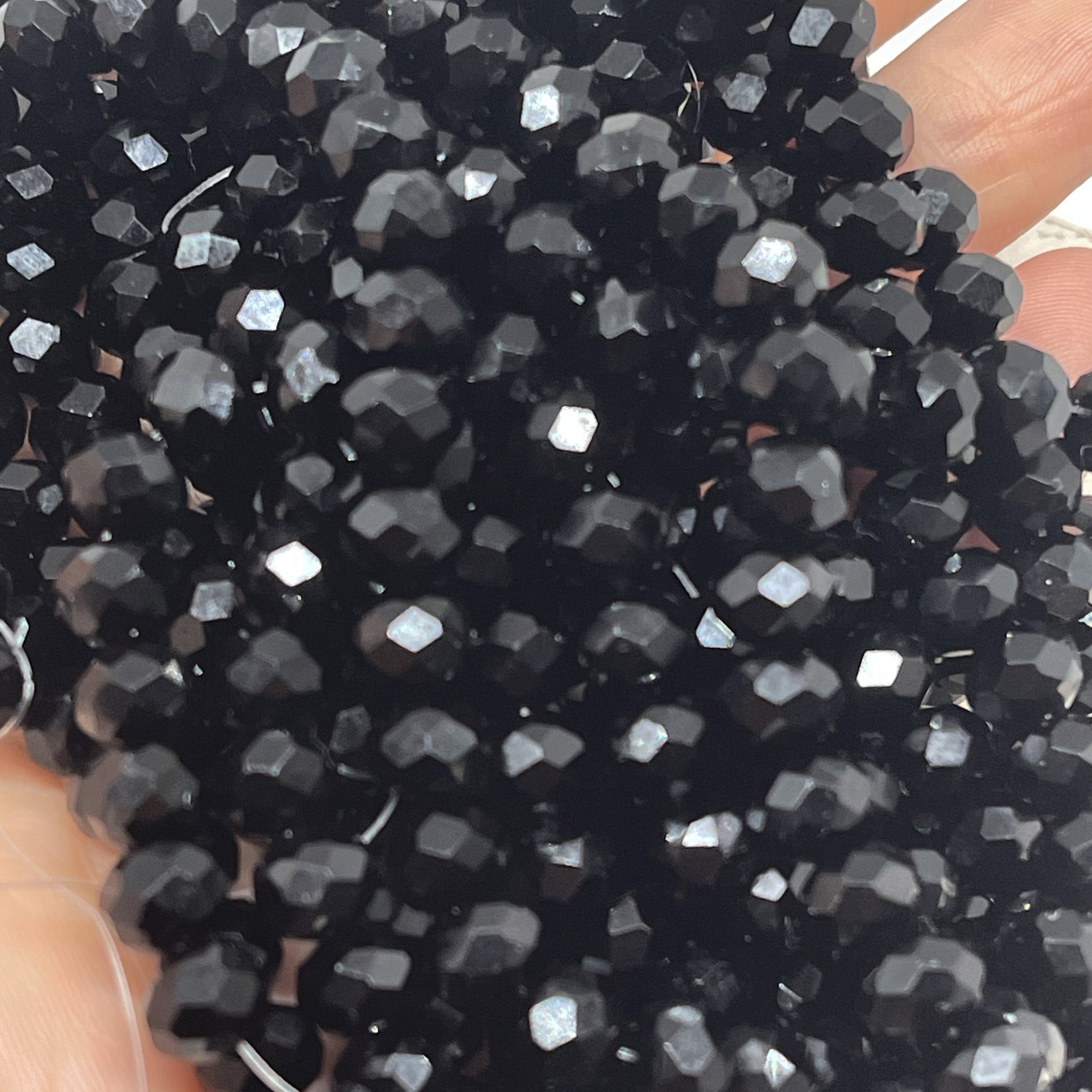 Kristallperlen 8mm 66 St. Glasschliffperlen Schwarz