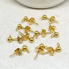 Edelstahl Ohrstecker mit Kugel 5 Paar Rohlinge vergoldet