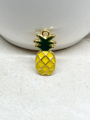 5 St. Anhänger Ananas, Emaille Anhänger Ananas, Charm Obst