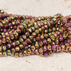 Kristallperlen 4mm 130 St., Glasschliffperlen Rosé vergoldet