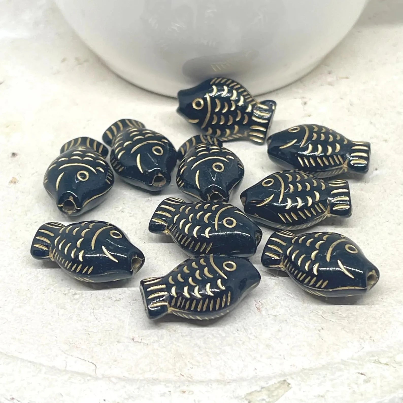 Acrylperlen Fisch - Schwarz 20 St.