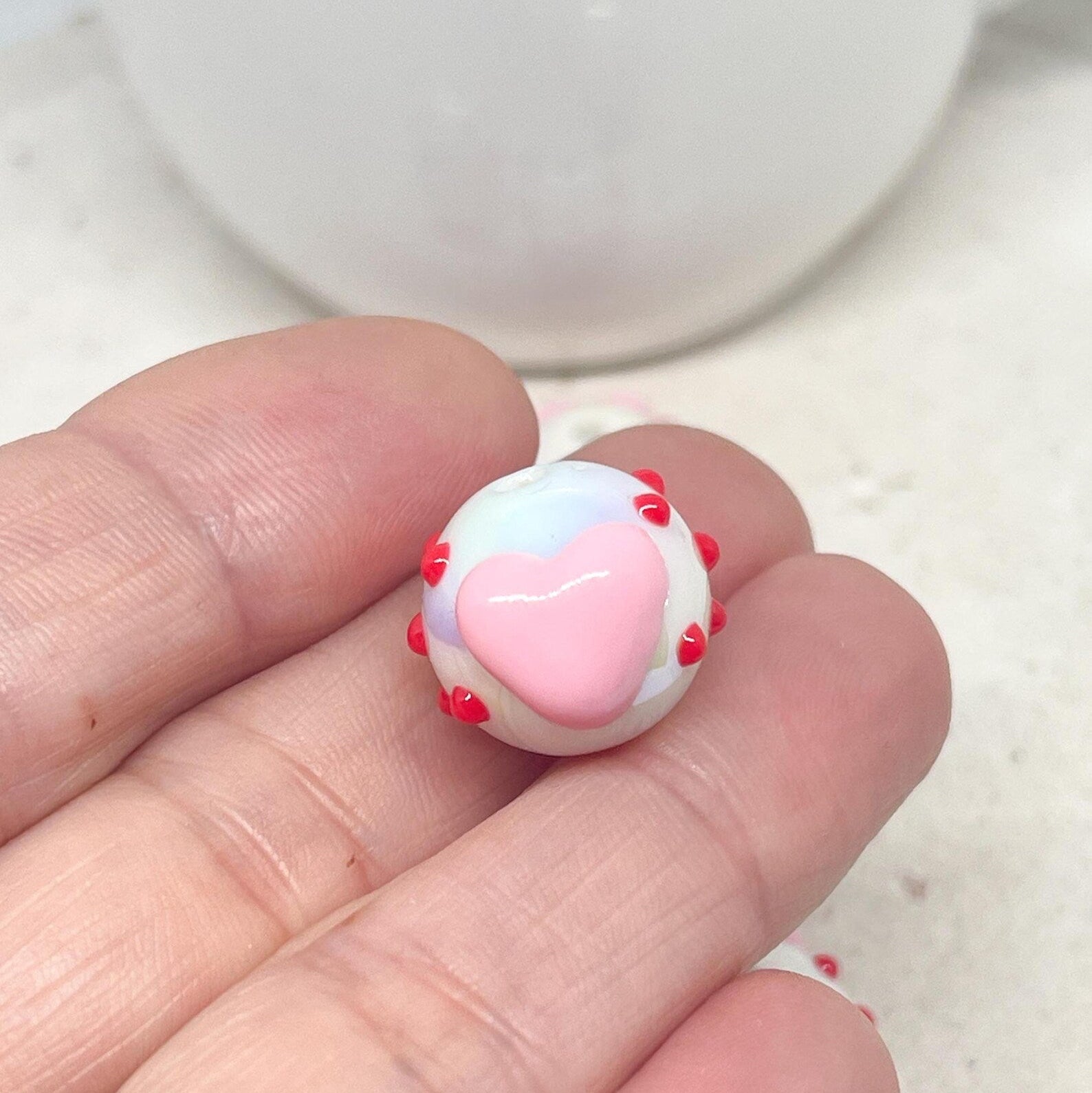 Acrylperlen mit Herz 19 mm - Weiß 5 St.