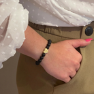 Armband Achat mit Herz - Schwarz