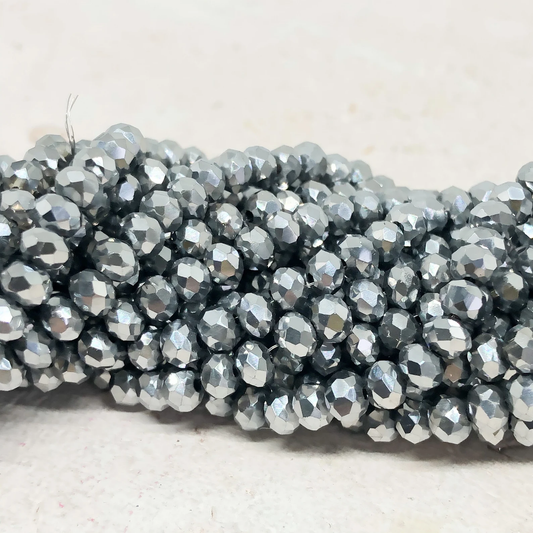 Kristallperlen Silber Metallic
