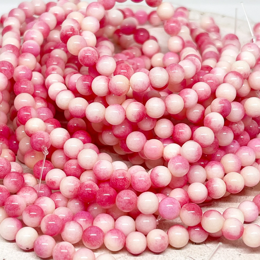 Runde Jadeperlen 6mm Rosa Beige