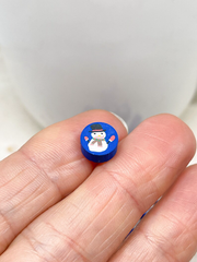 25 St. Polymer Clay Weihnachts Perlen - Schneemann Blau