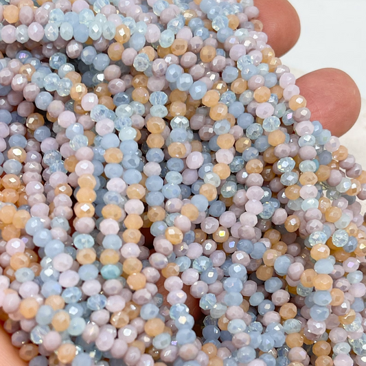 Kristallperlen 2mm Glasschliffperlen - Pastellbunt